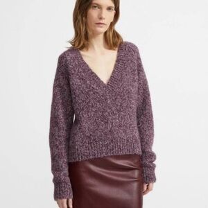 Theory Purple Alpaca V-Neck Sweater